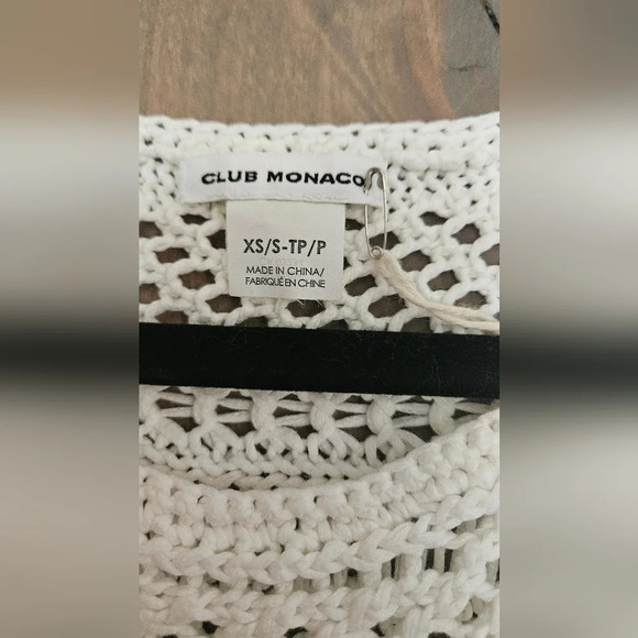 CLUB MONACO Alexine Open Knit Shortsleeve sweater In White. Size xs/s. NWT - Picture 4 of 8